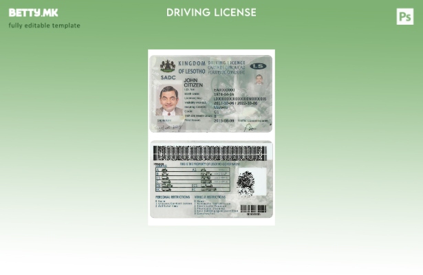 Шаблон за возачка дозвола од Лесото во модерен стил